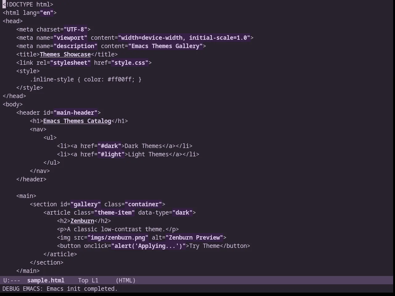 Lavenderless Theme in html-mode