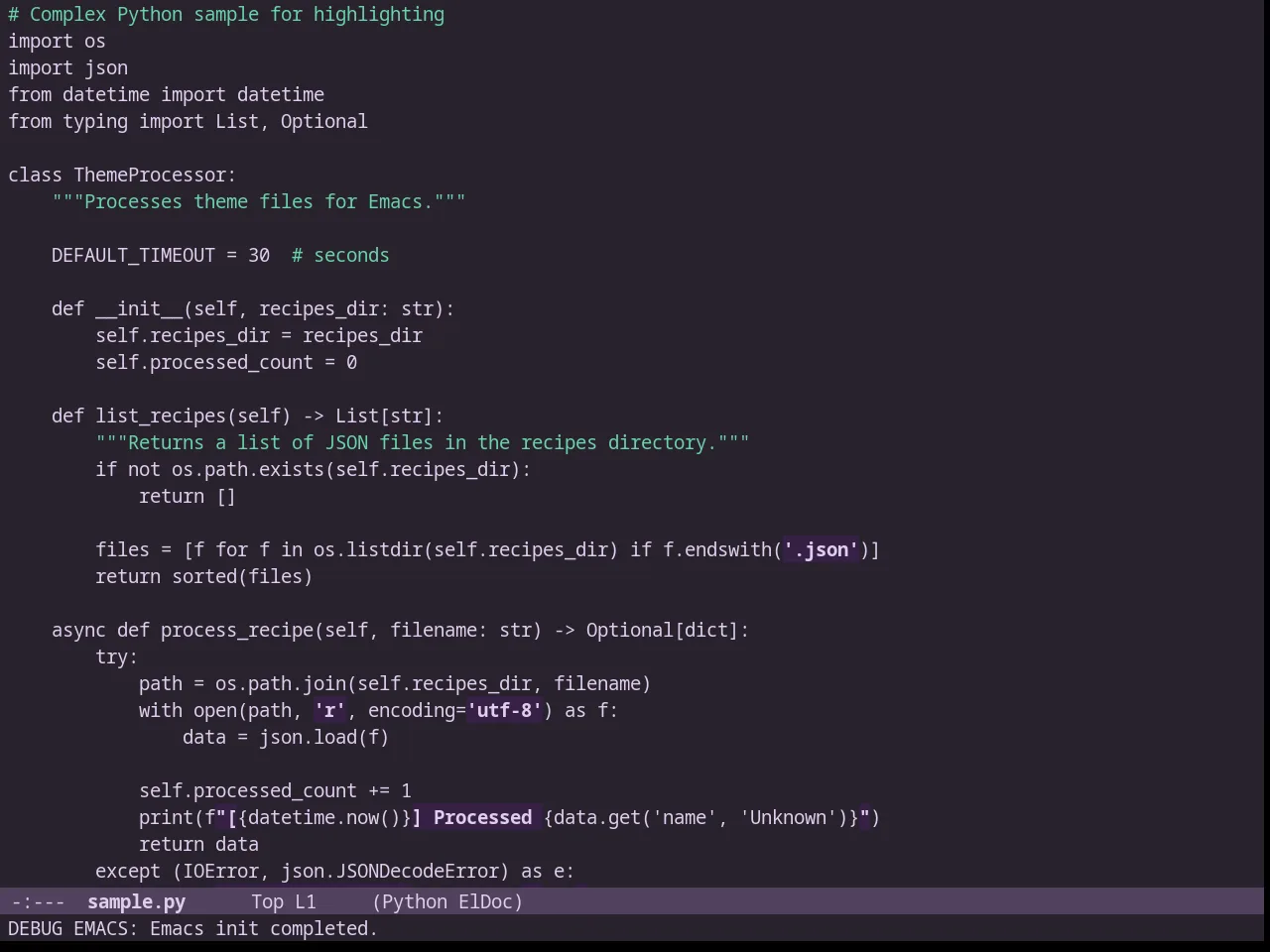 Lavenderless Theme in python-mode
