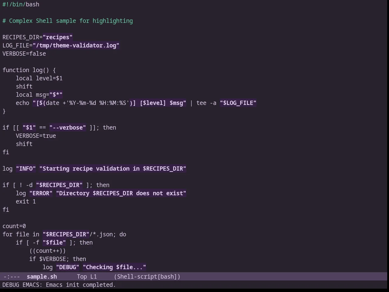 Lavenderless Theme in sh-mode