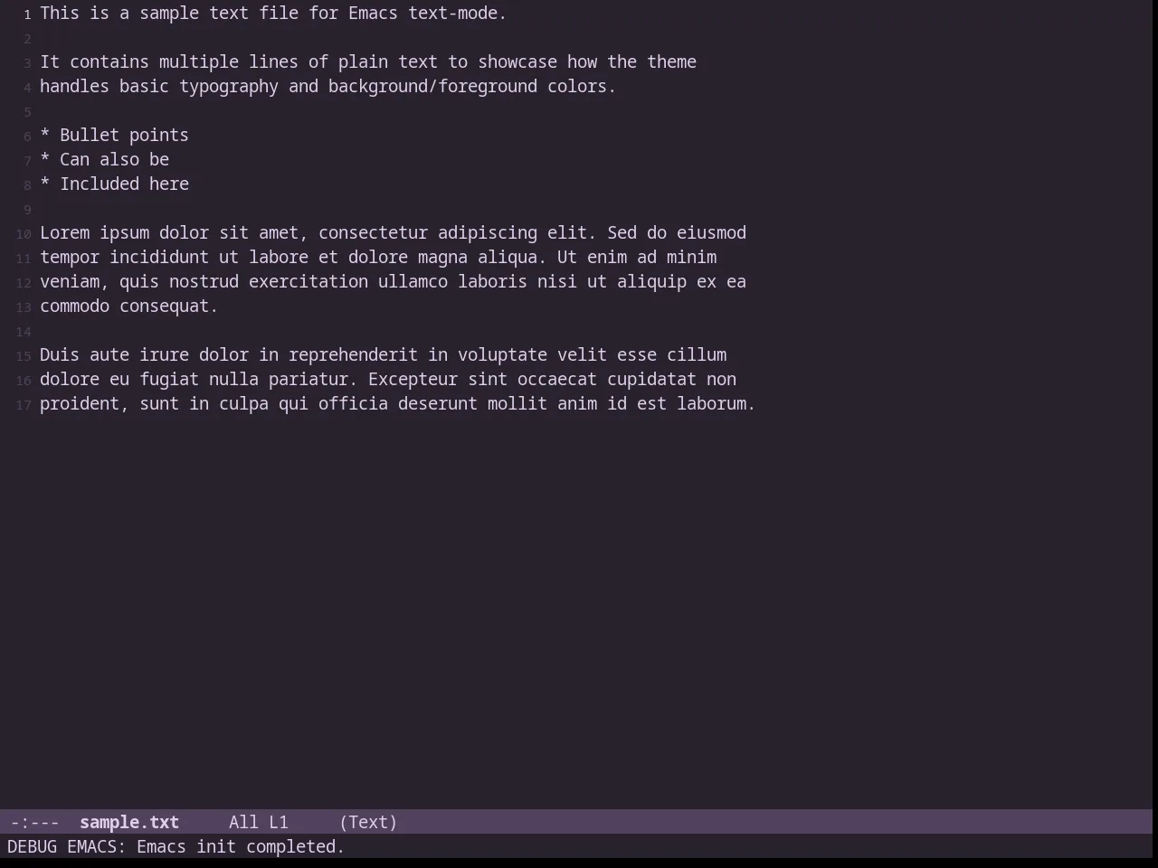 Lavenderless Theme in text-mode