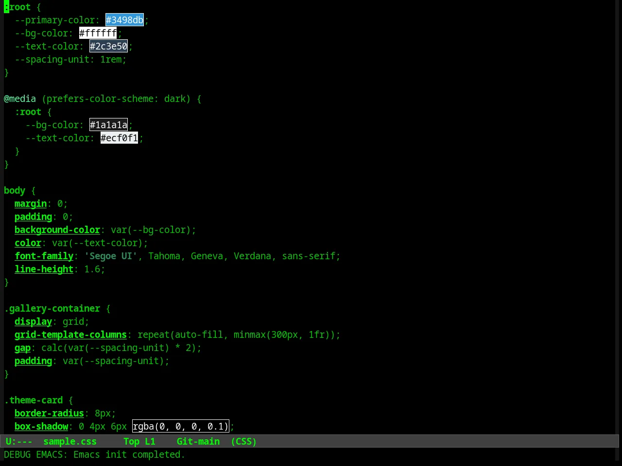 Lawrence Theme in css-mode