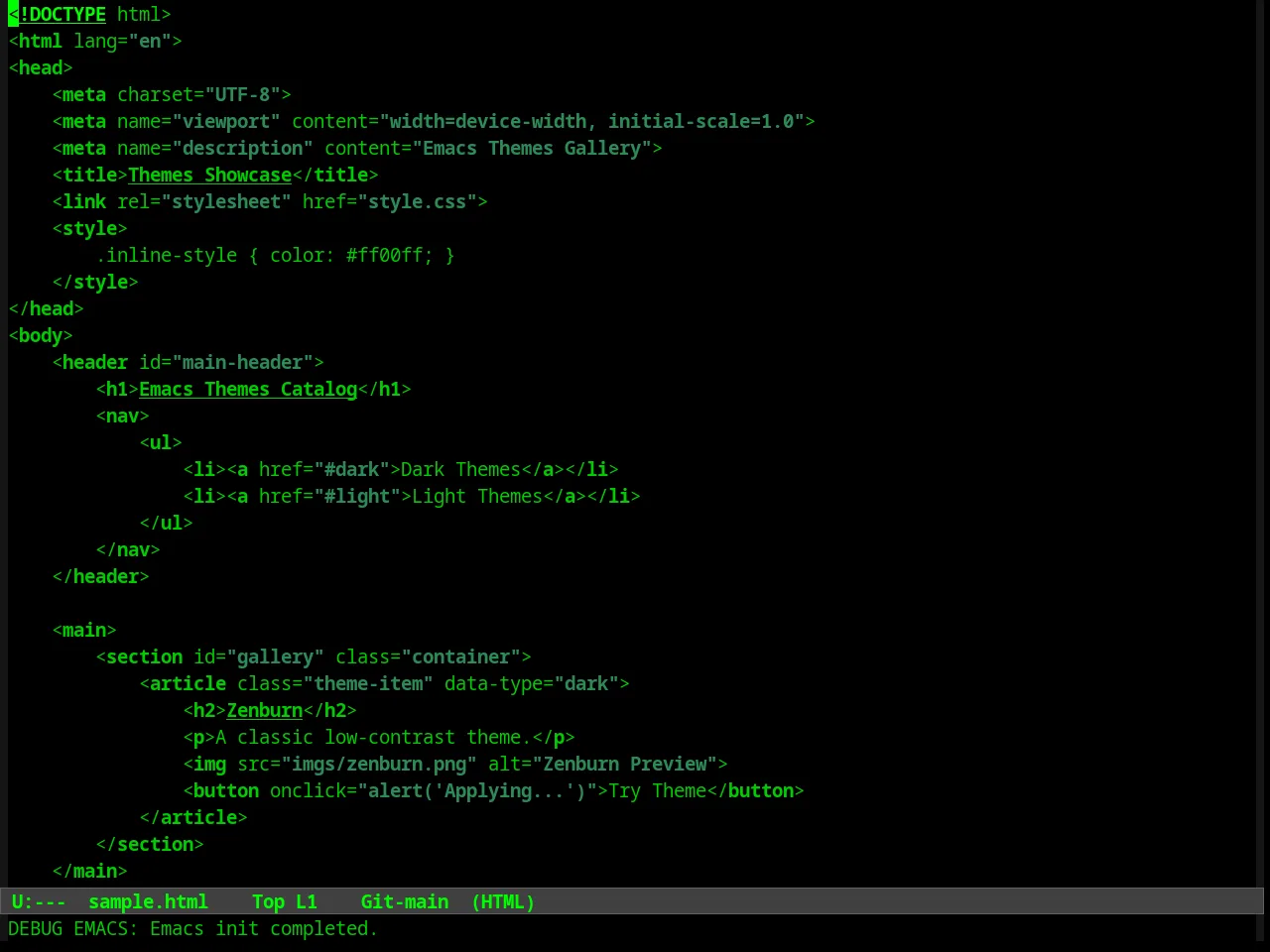 Lawrence Theme in html-mode