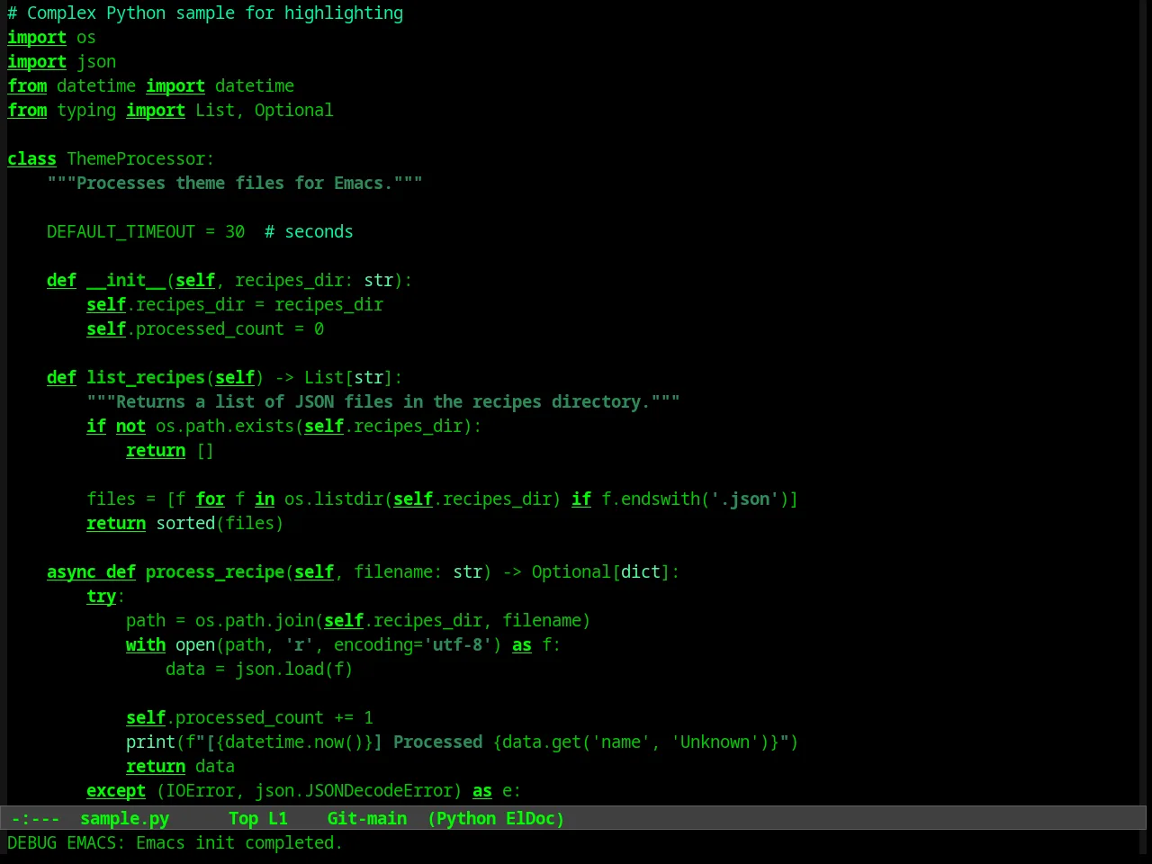 Lawrence Theme in python-mode