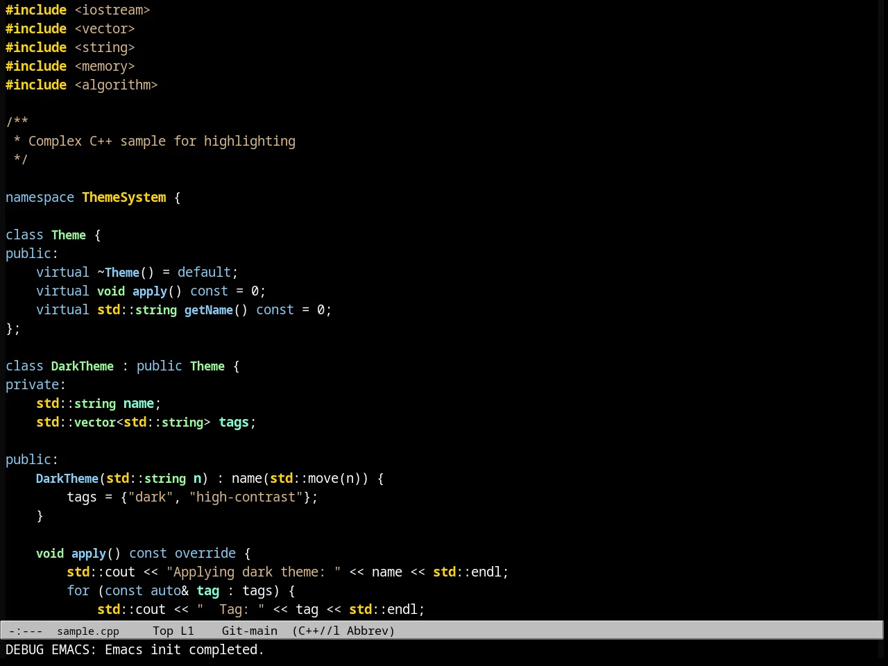 Ld Dark Theme in c++-mode