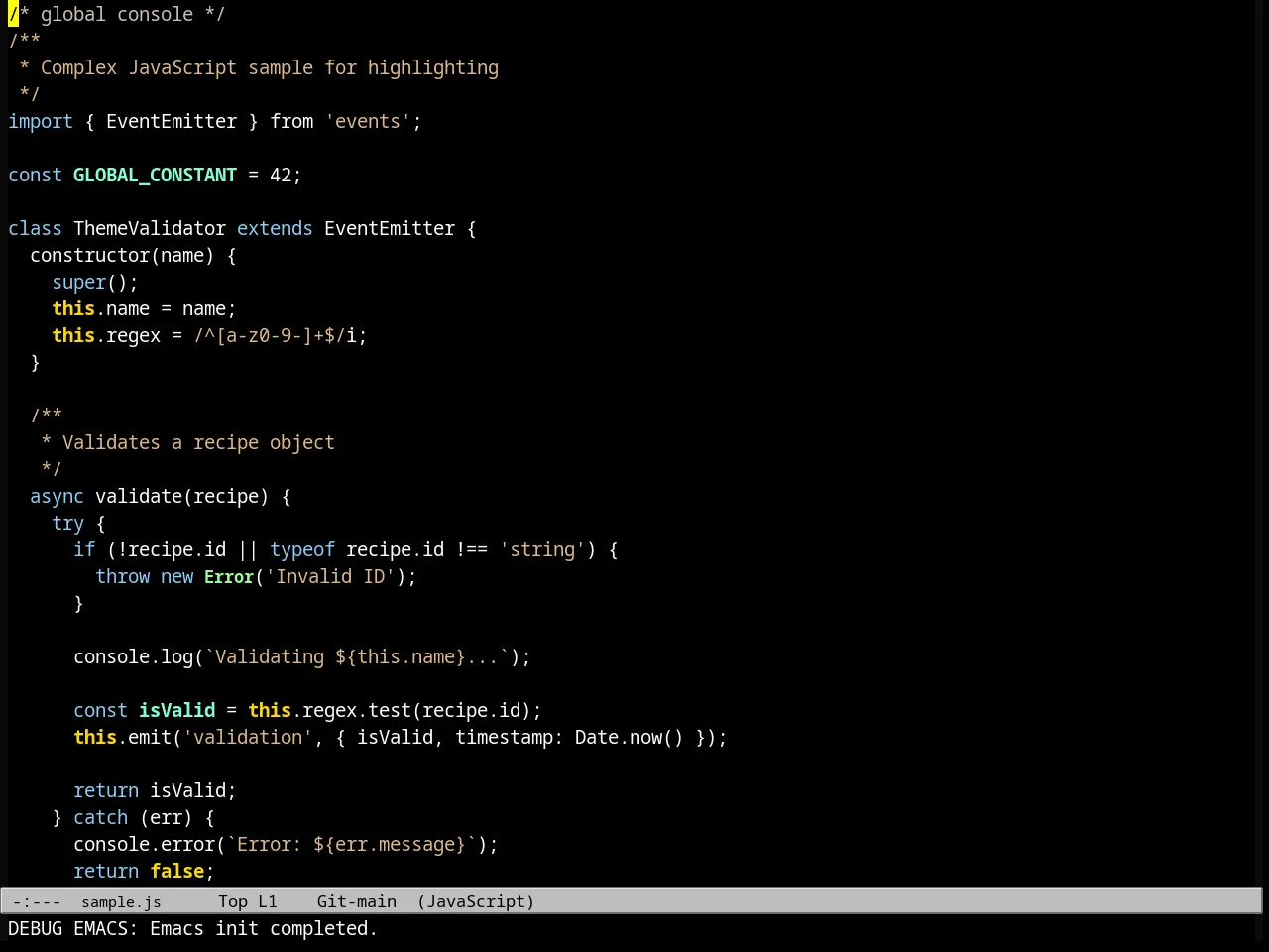 Ld Dark Theme in javascript-mode