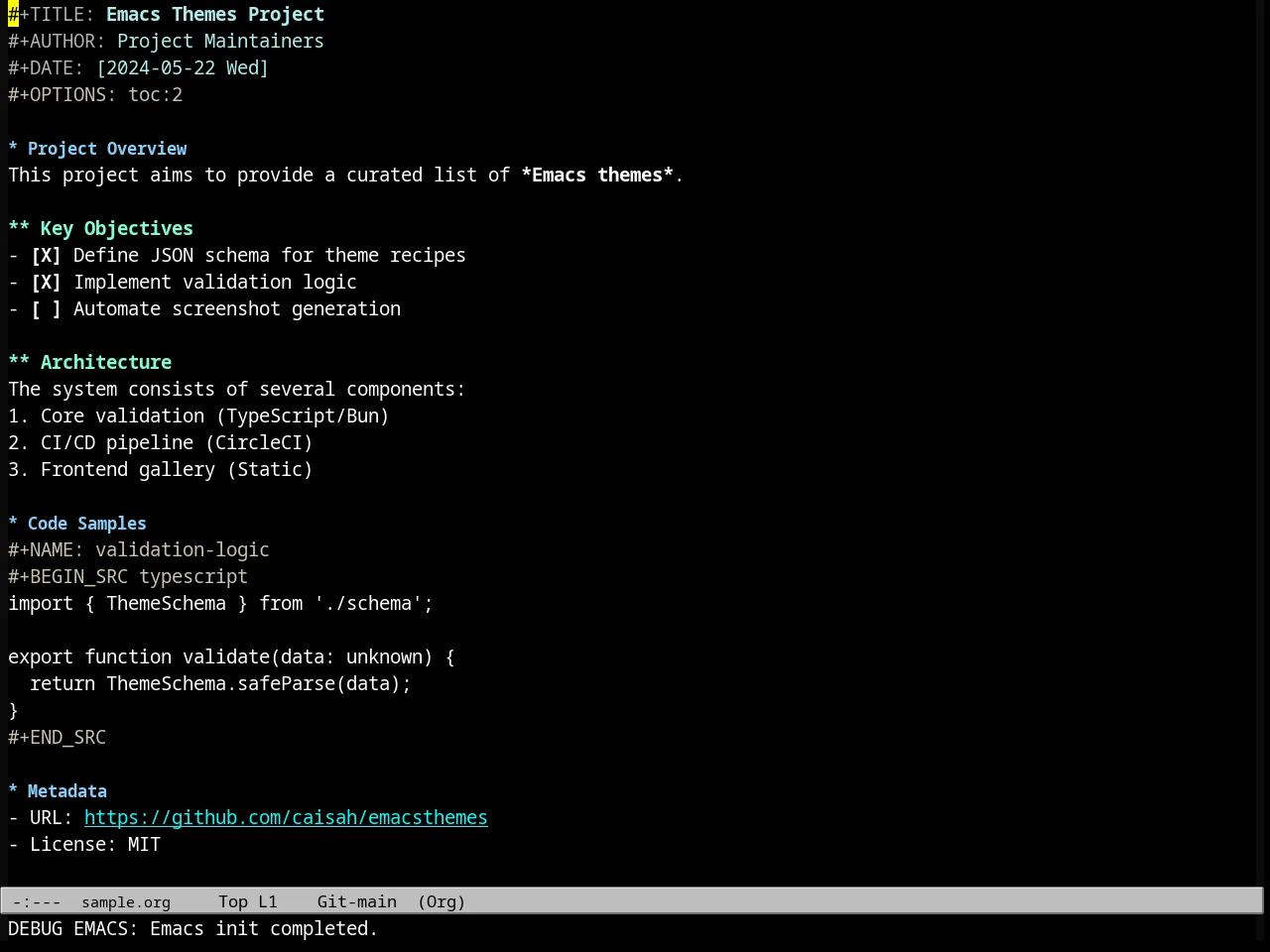 Ld Dark Theme in org-mode