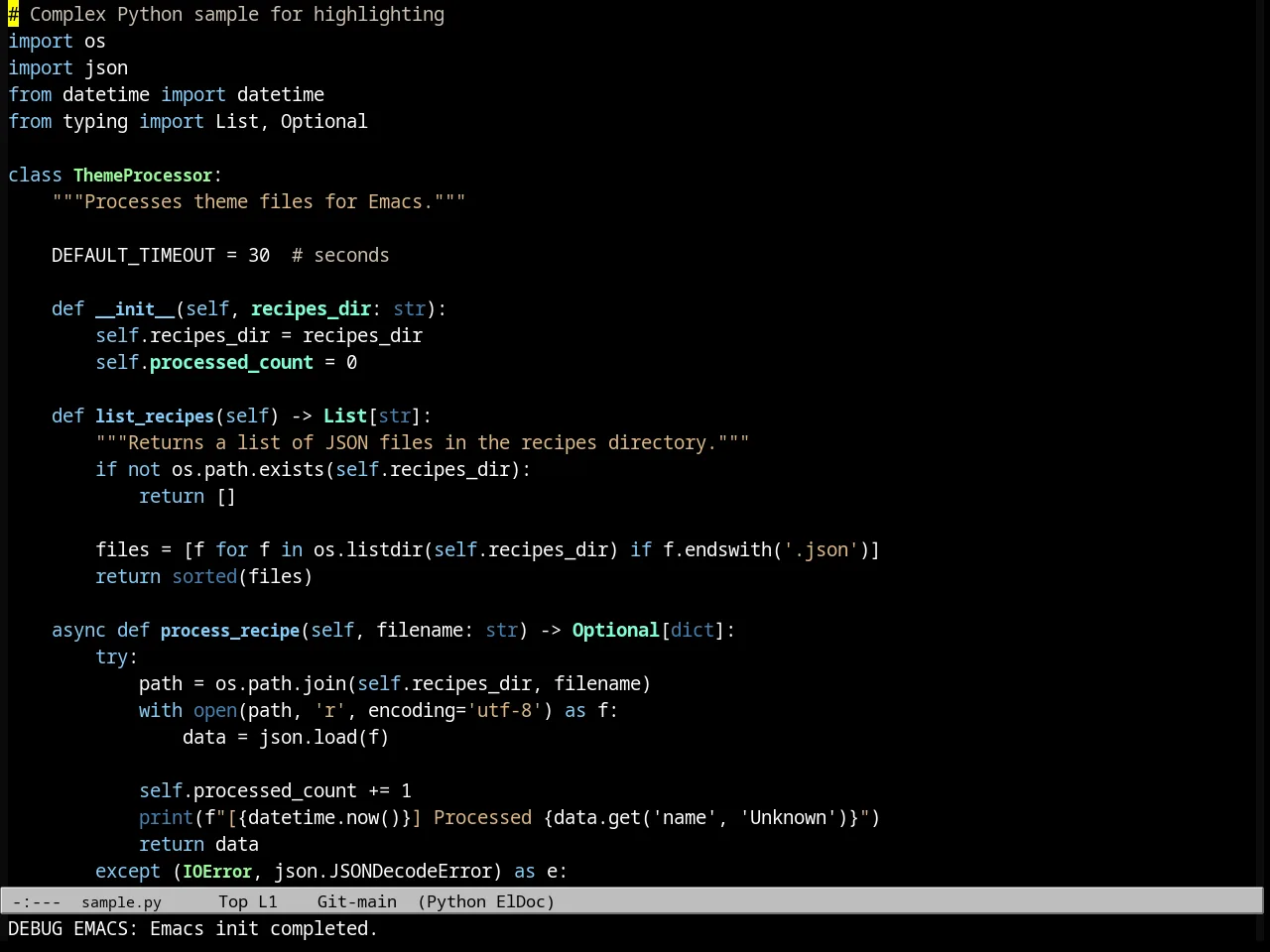 Ld Dark Theme in python-mode