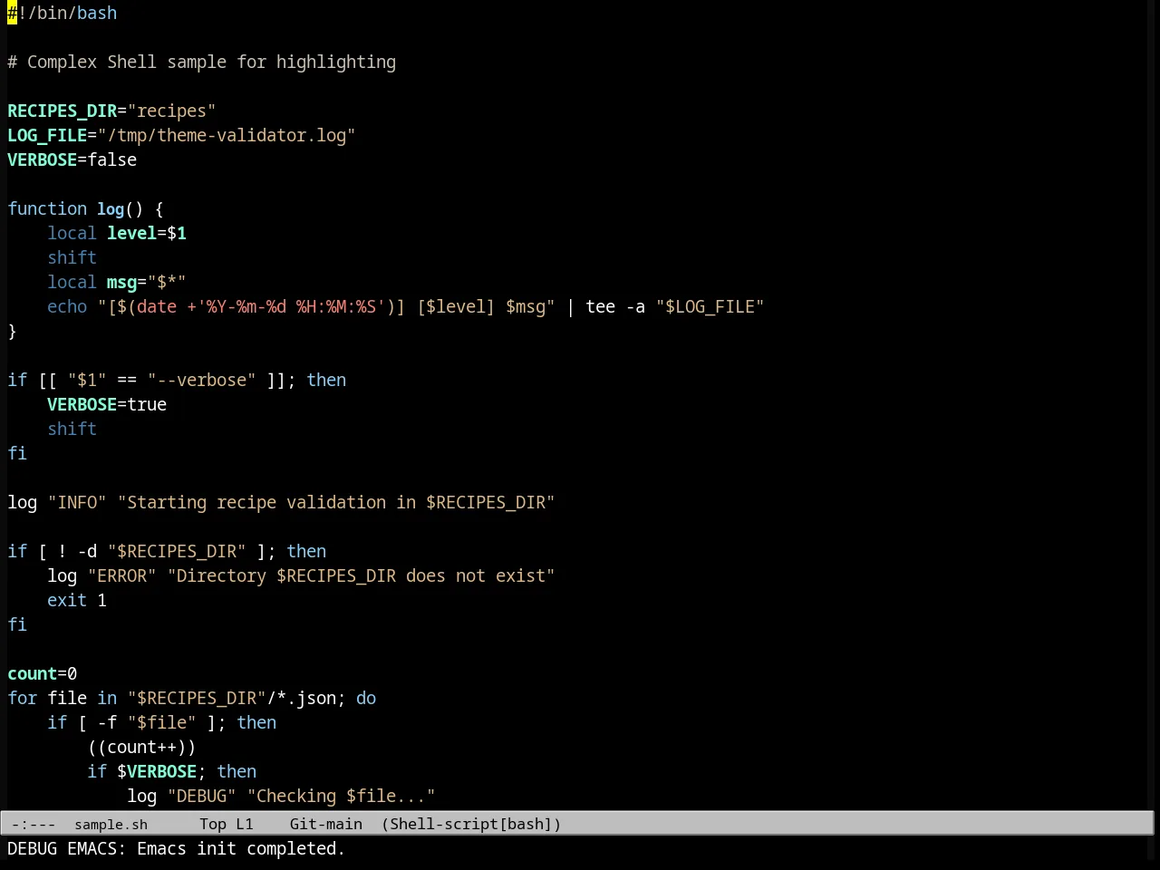 Ld Dark Theme in sh-mode