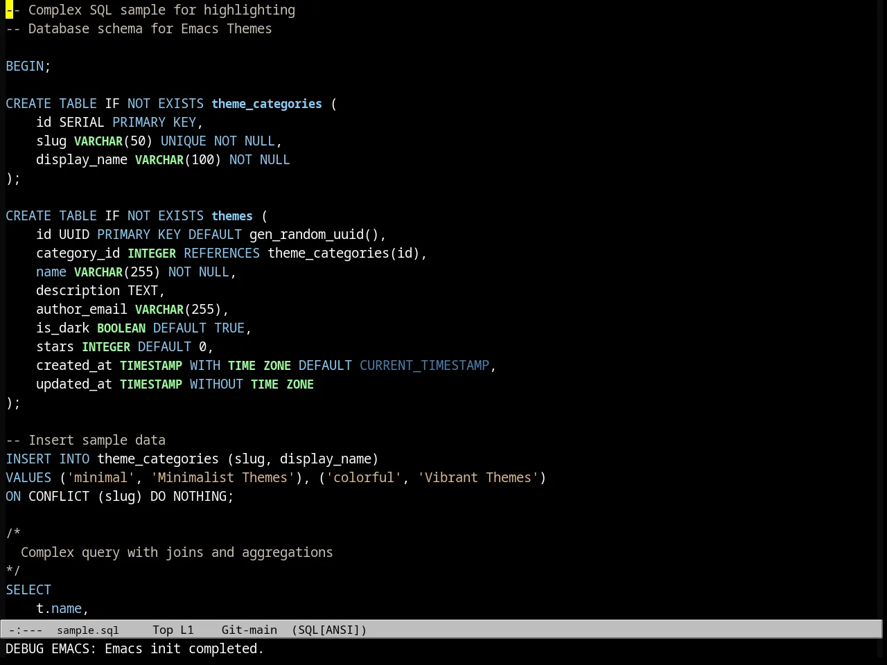 Ld Dark Theme in sql-mode