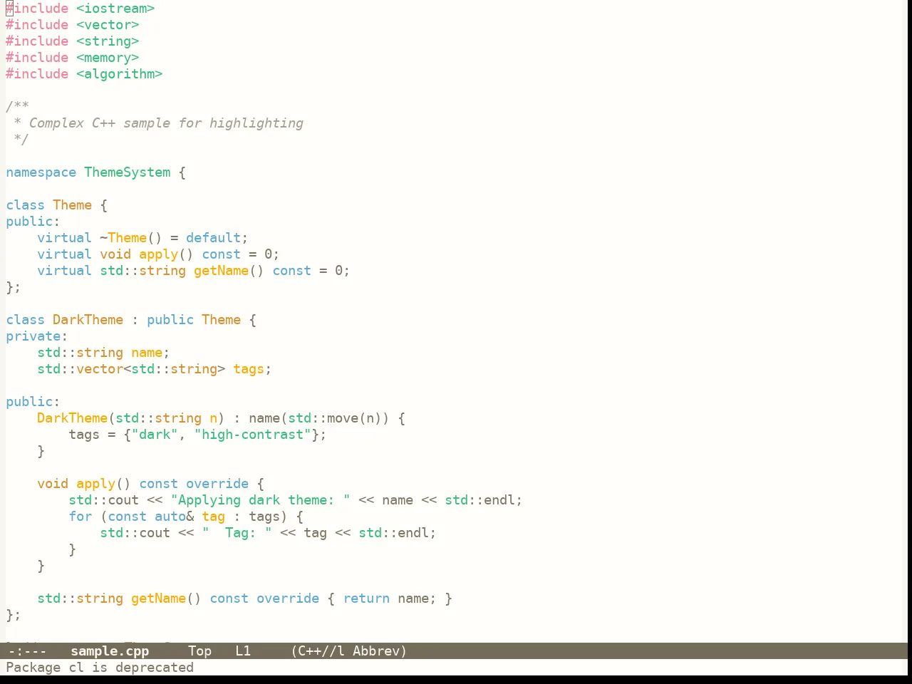 Lenlen Theme in c++-mode