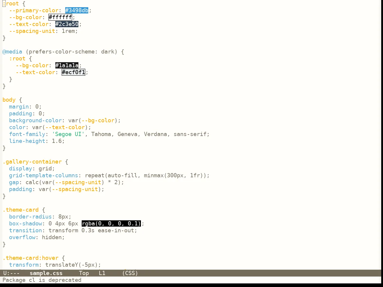 Lenlen Theme in css-mode