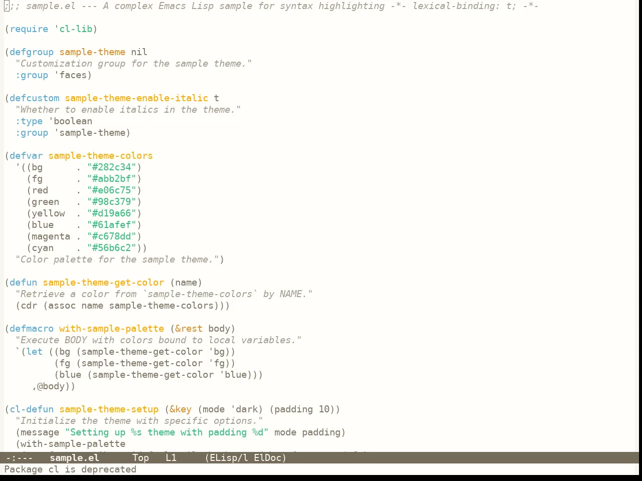 Lenlen Theme in emacs-lisp-mode