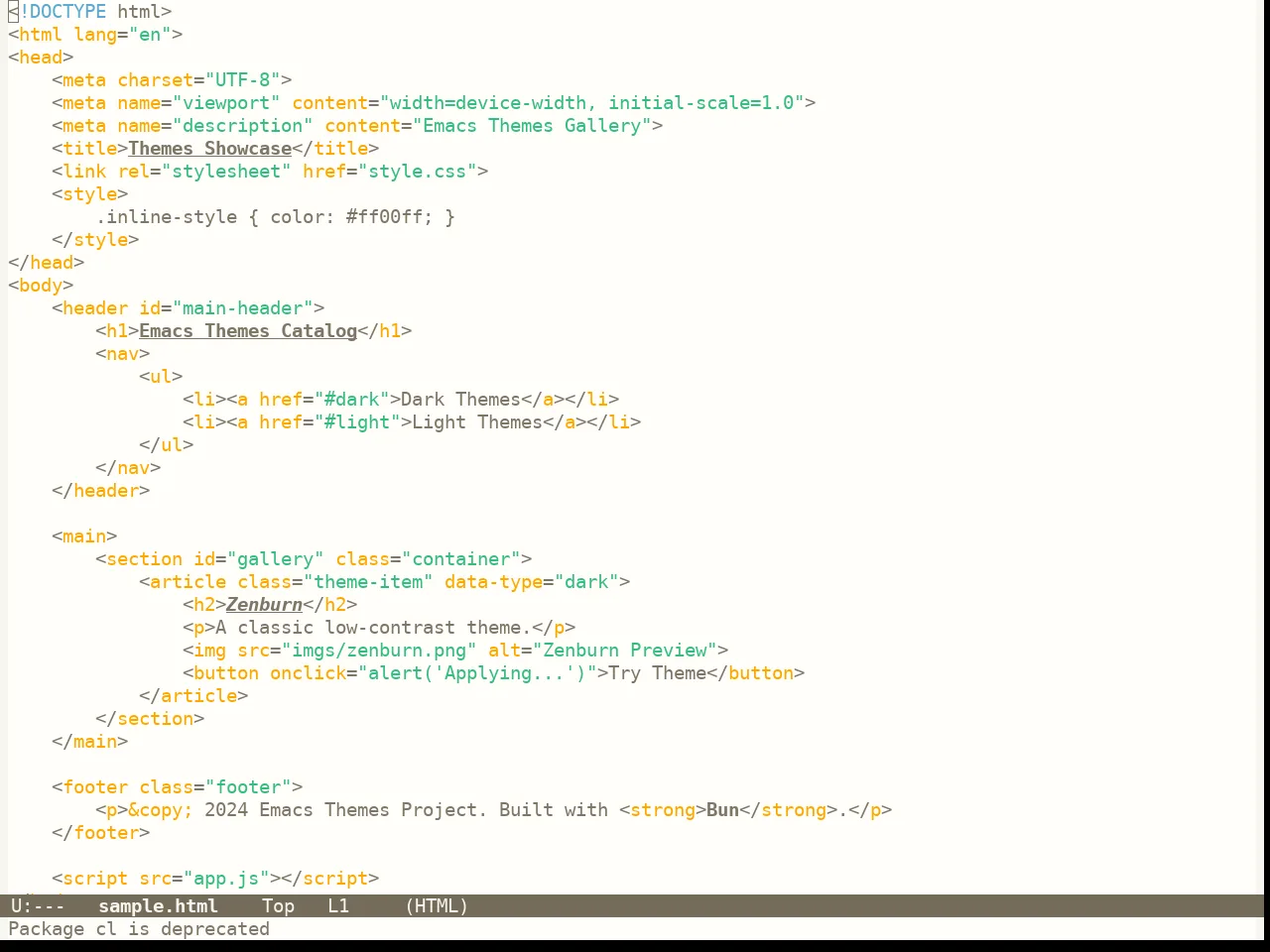 Lenlen Theme in html-mode