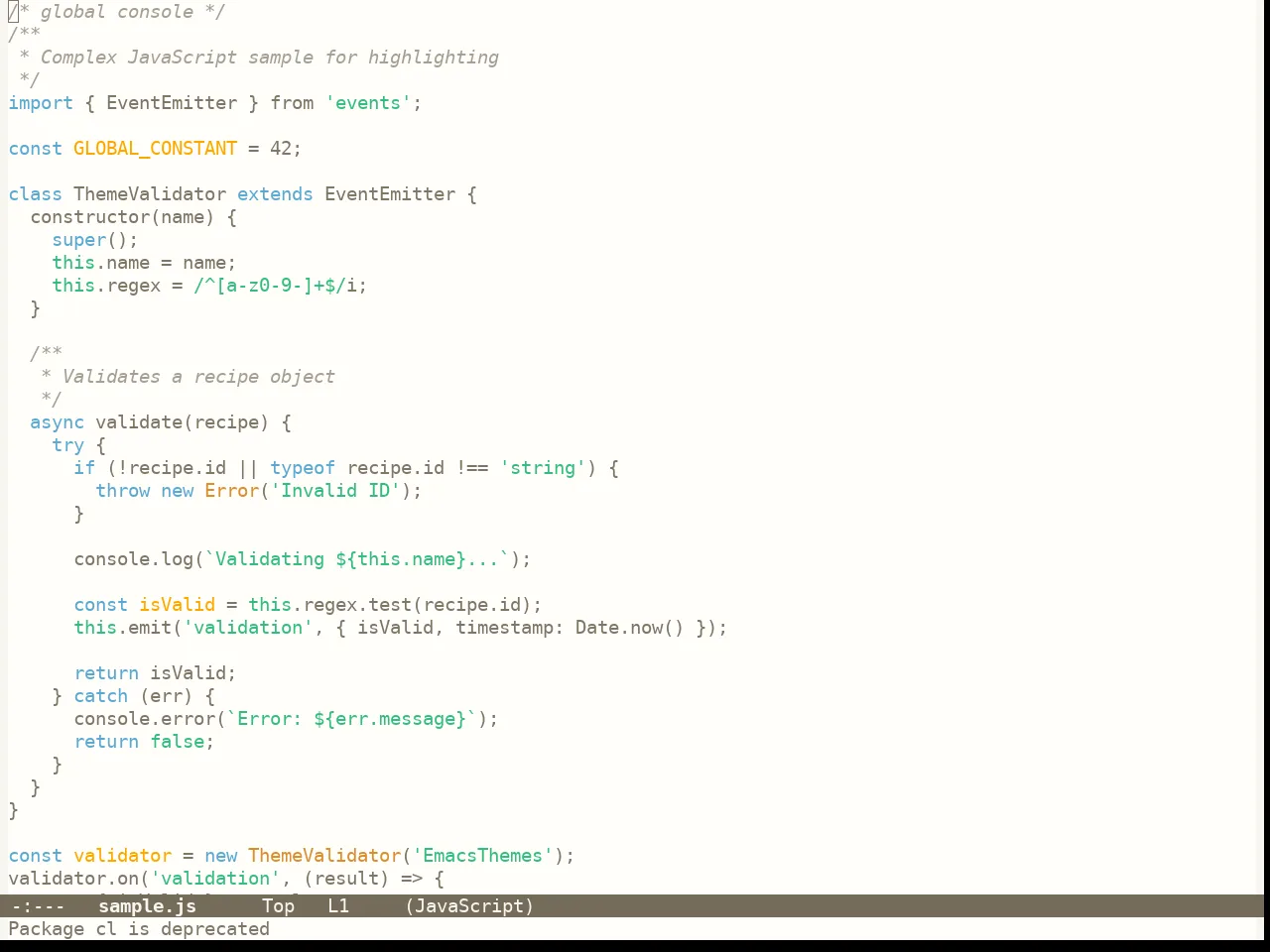 Lenlen Theme in javascript-mode