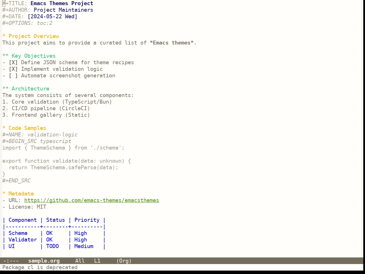 Lenlen Theme in org-mode