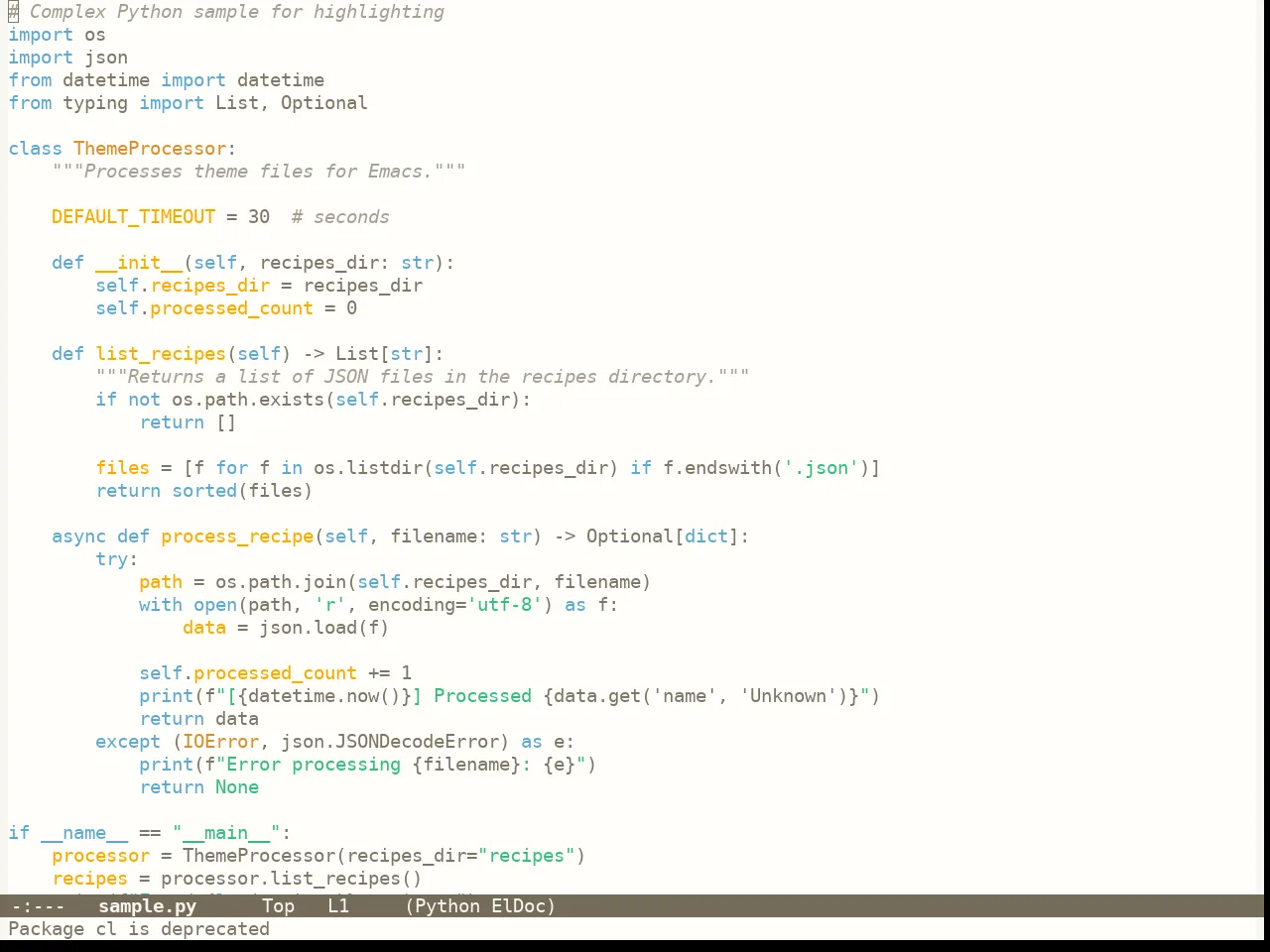 Lenlen Theme in python-mode