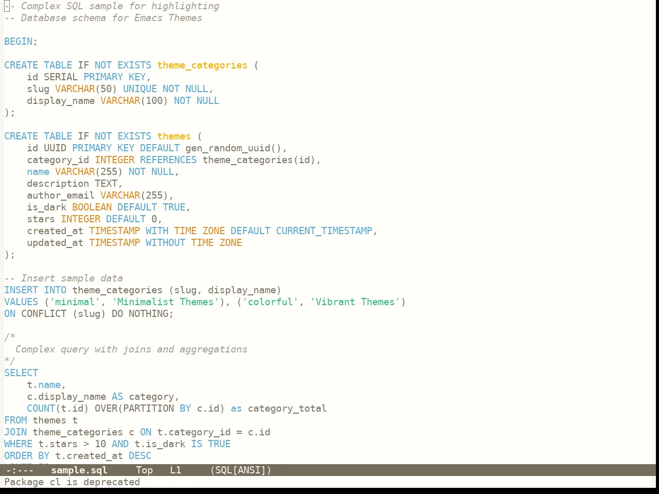 Lenlen Theme in sql-mode