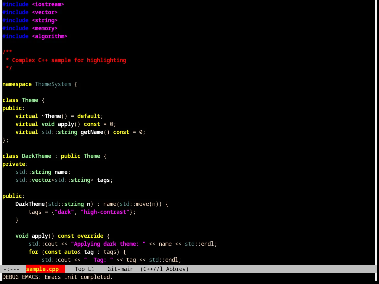Lethe Theme in c++-mode
