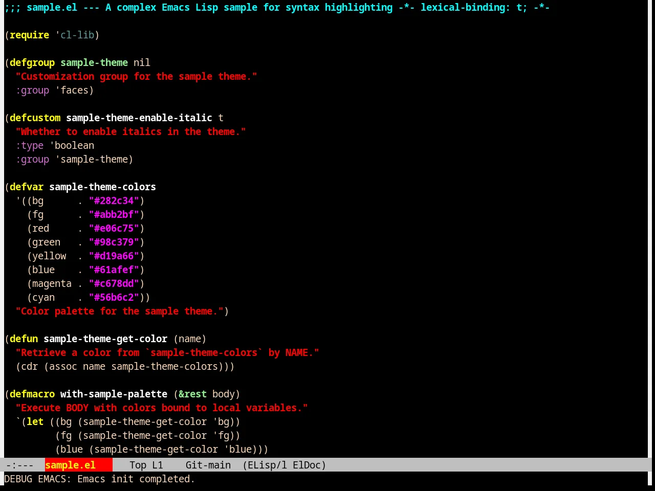 Lethe Theme in emacs-lisp-mode