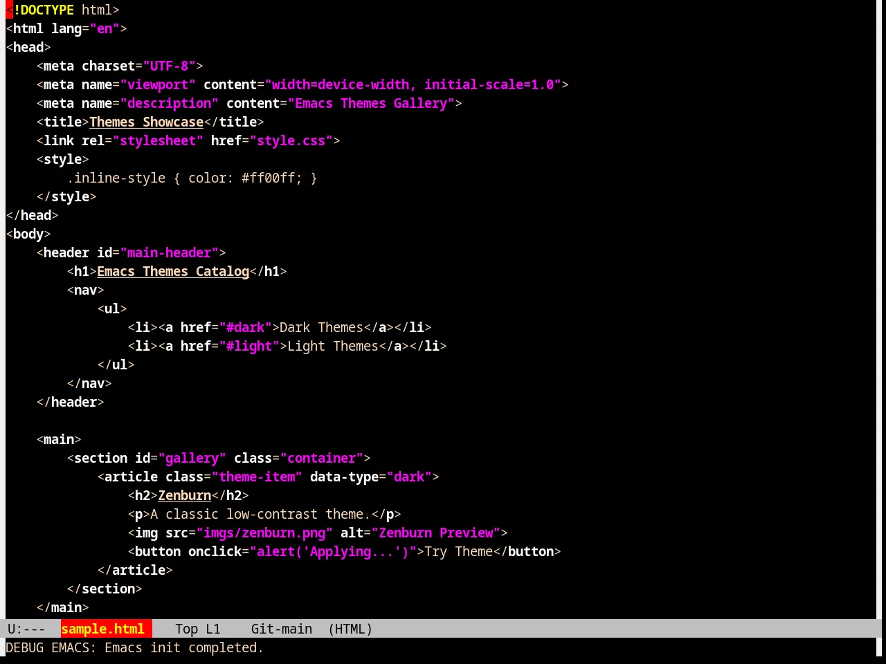 Lethe Theme in html-mode