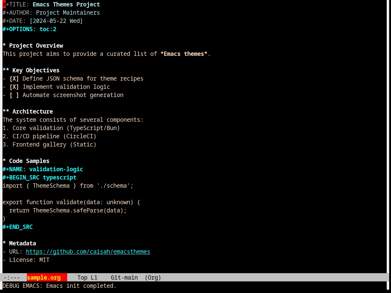 Lethe Theme in org-mode