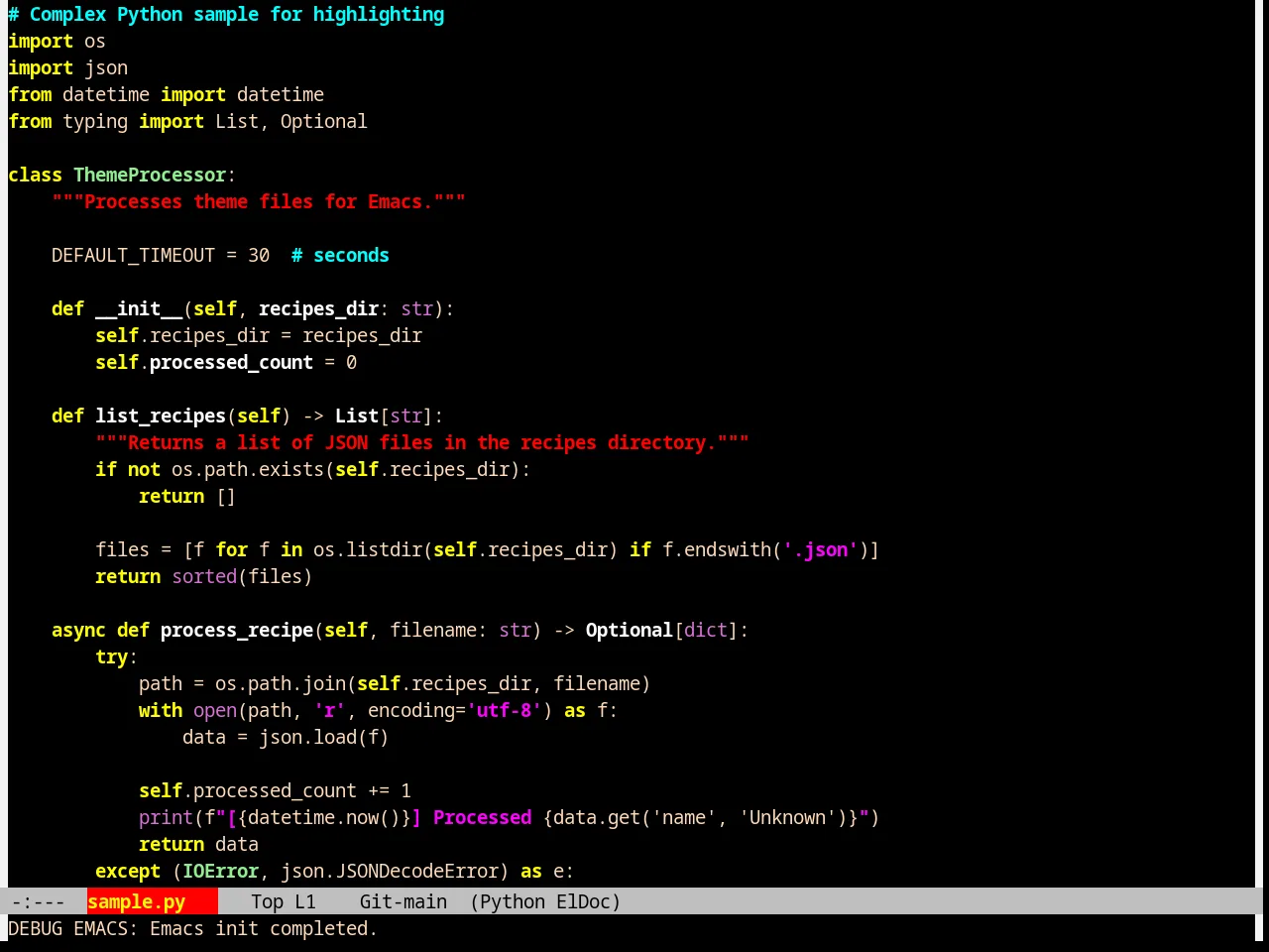 Lethe Theme in python-mode