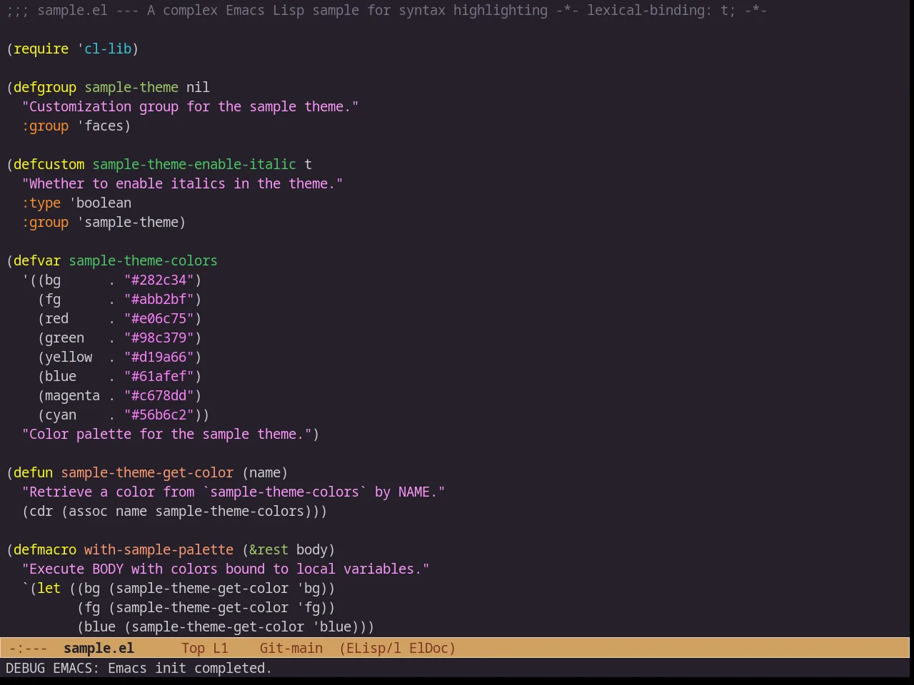 Leuven Dark in emacs-lisp-mode