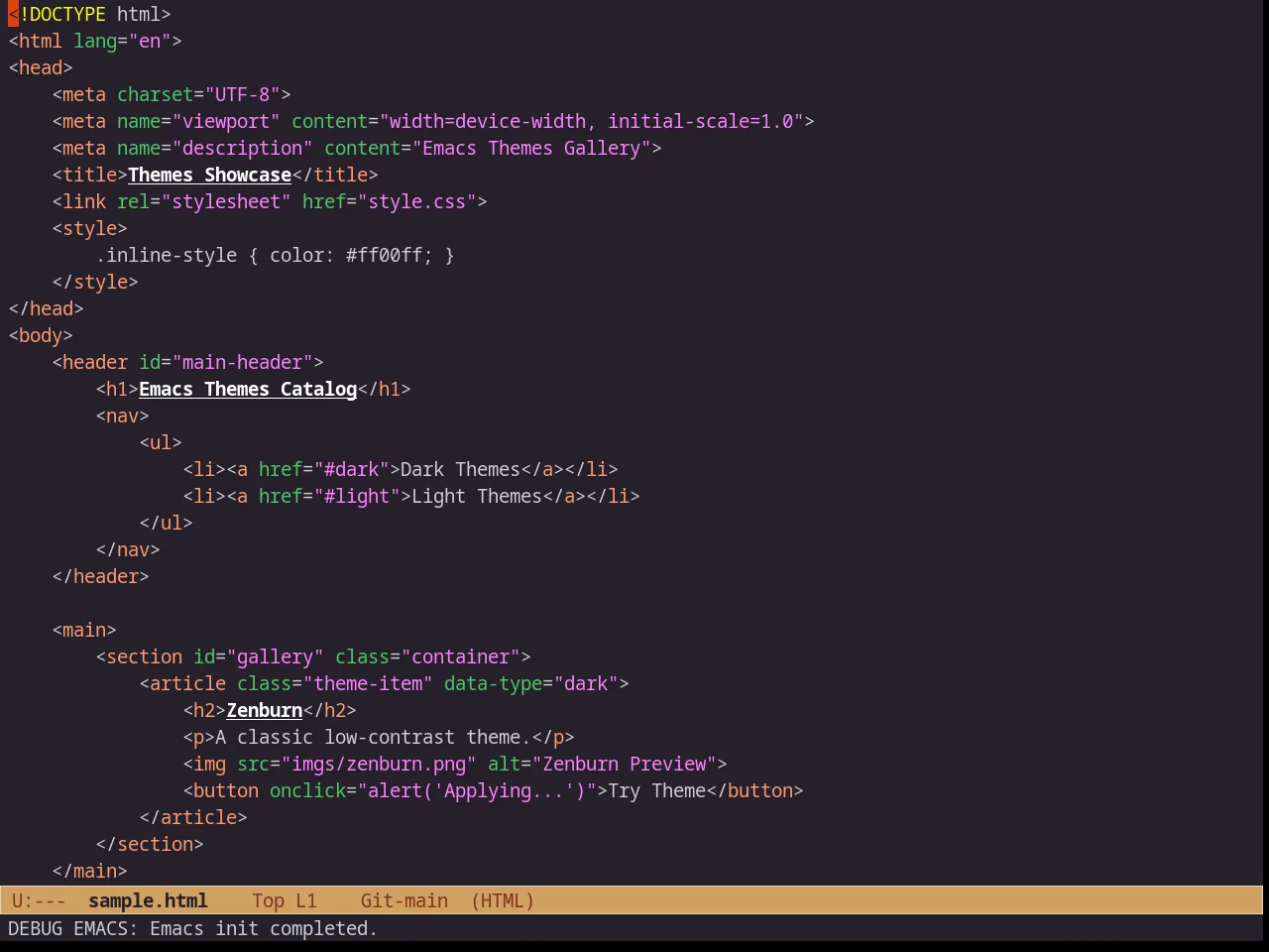 Leuven Dark in html-mode