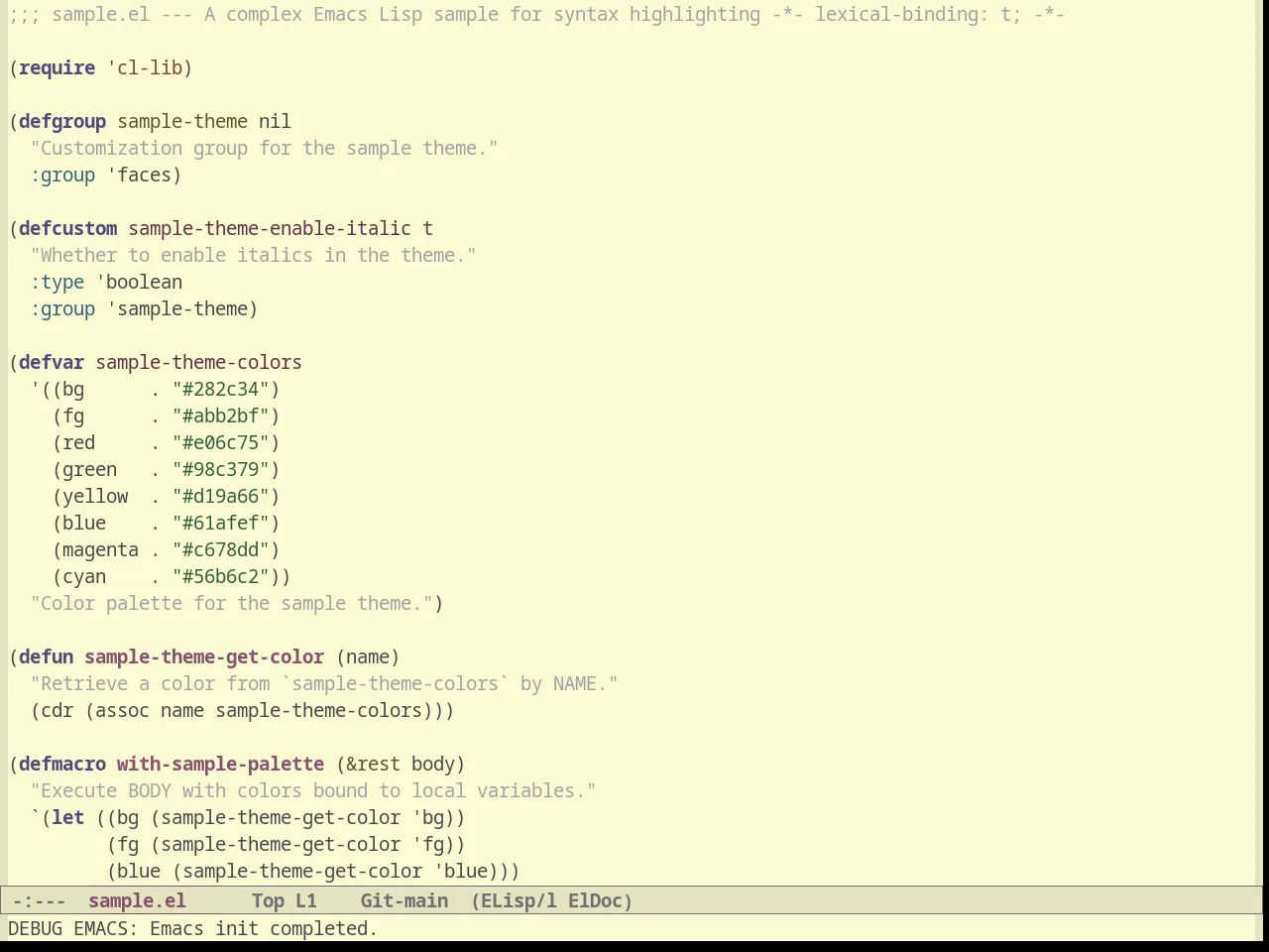 Light Soap Theme in emacs-lisp-mode