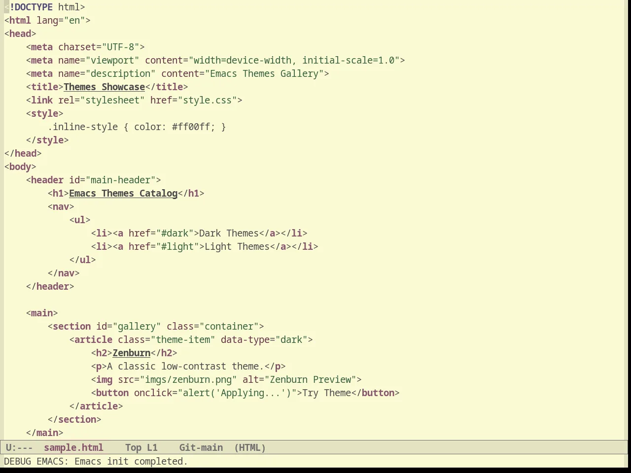 Light Soap Theme in html-mode