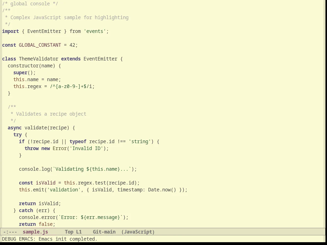 Light Soap Theme in javascript-mode
