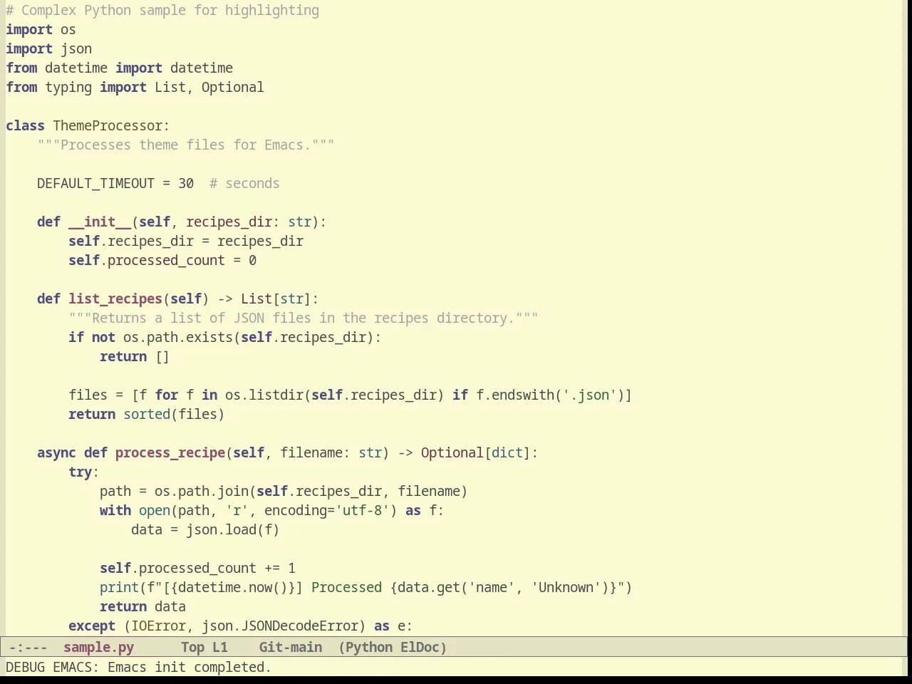 Light Soap Theme in python-mode