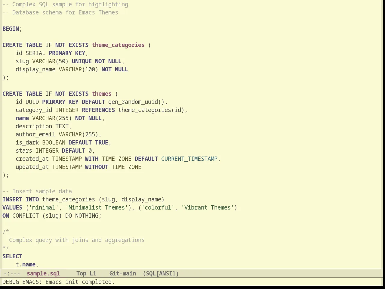 Light Soap Theme in sql-mode