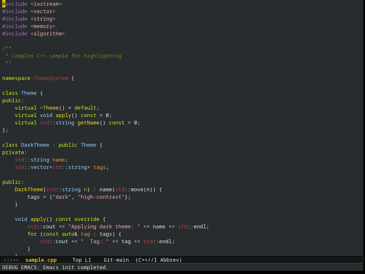 Liso Theme in c++-mode
