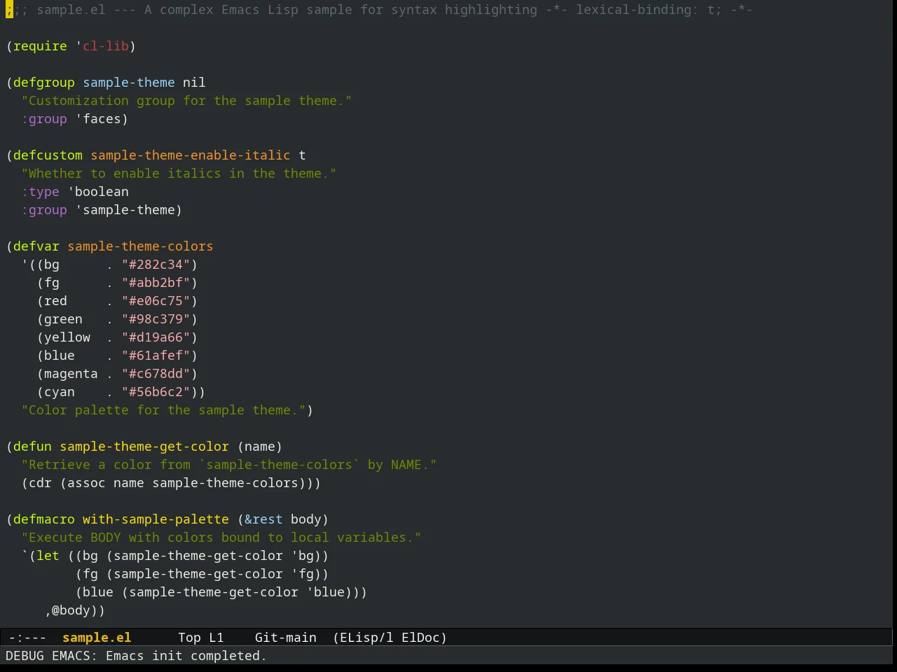 Liso Theme in emacs-lisp-mode