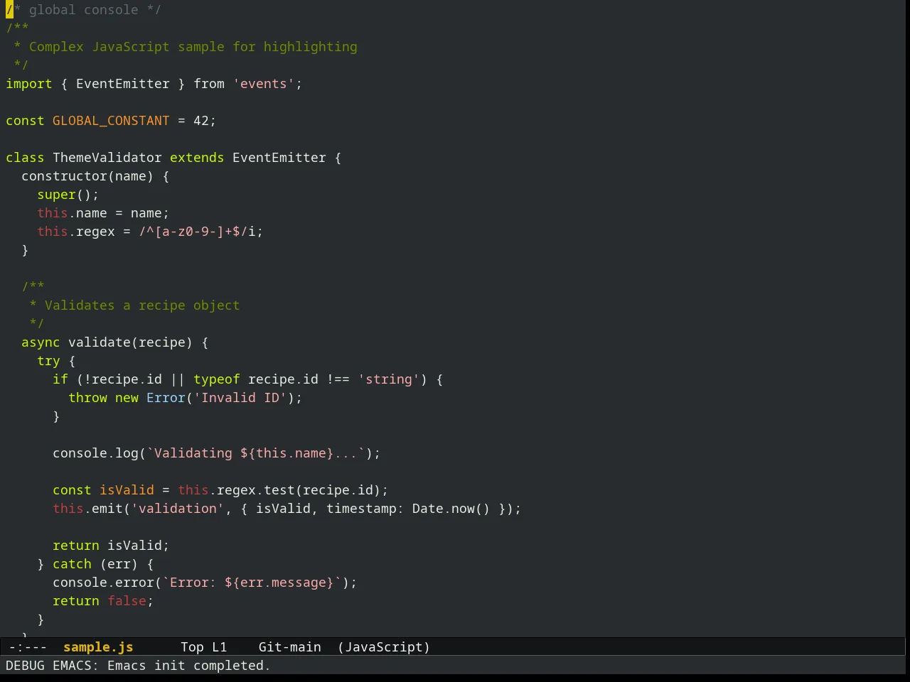 Liso Theme in javascript-mode