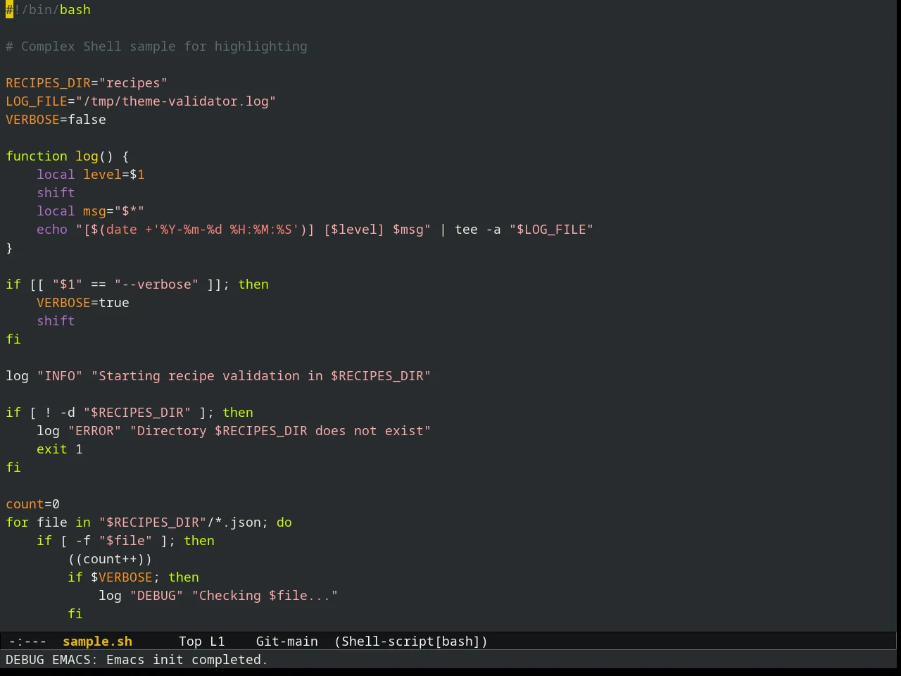 Liso Theme in sh-mode