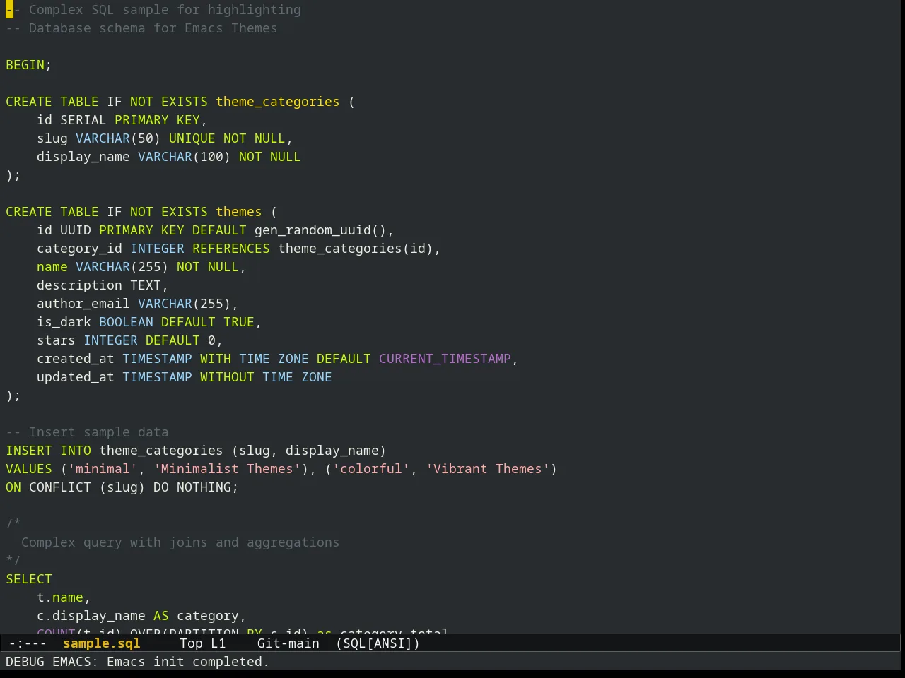 Liso Theme in sql-mode