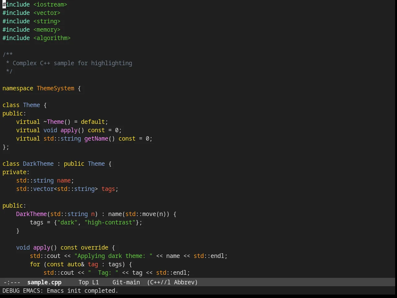 Lush Theme in c++-mode