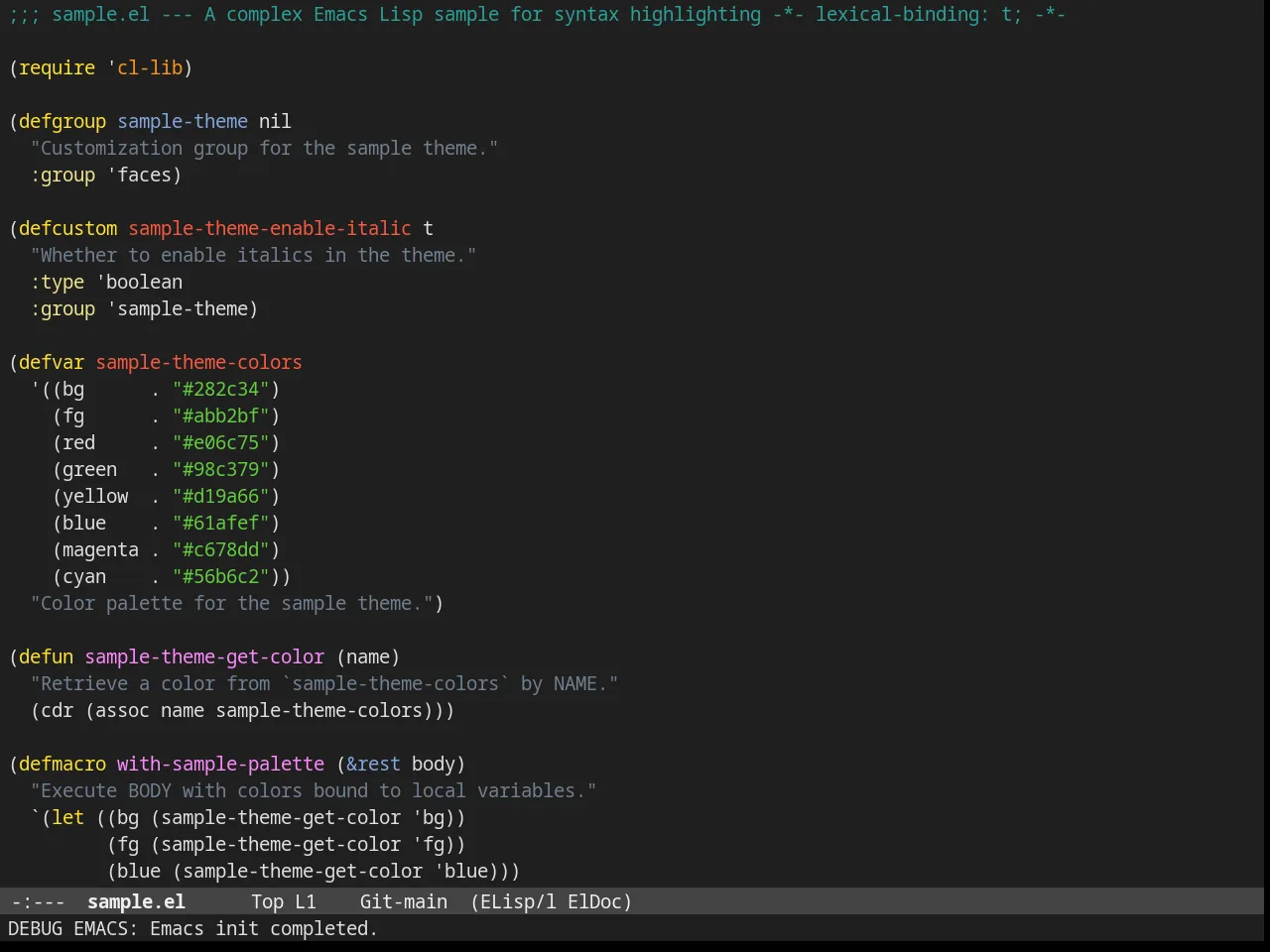 Lush Theme in emacs-lisp-mode