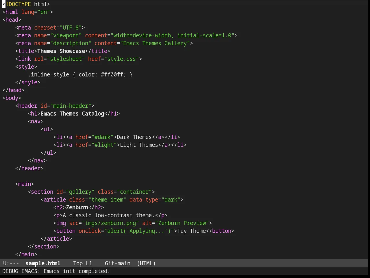 Lush Theme in html-mode