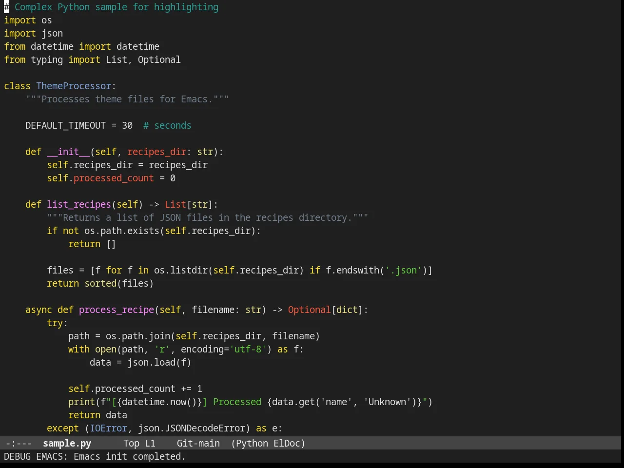 Lush Theme in python-mode
