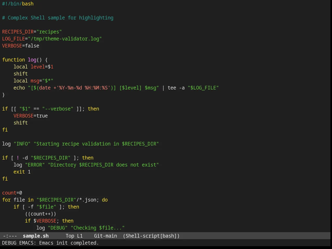 Lush Theme in sh-mode