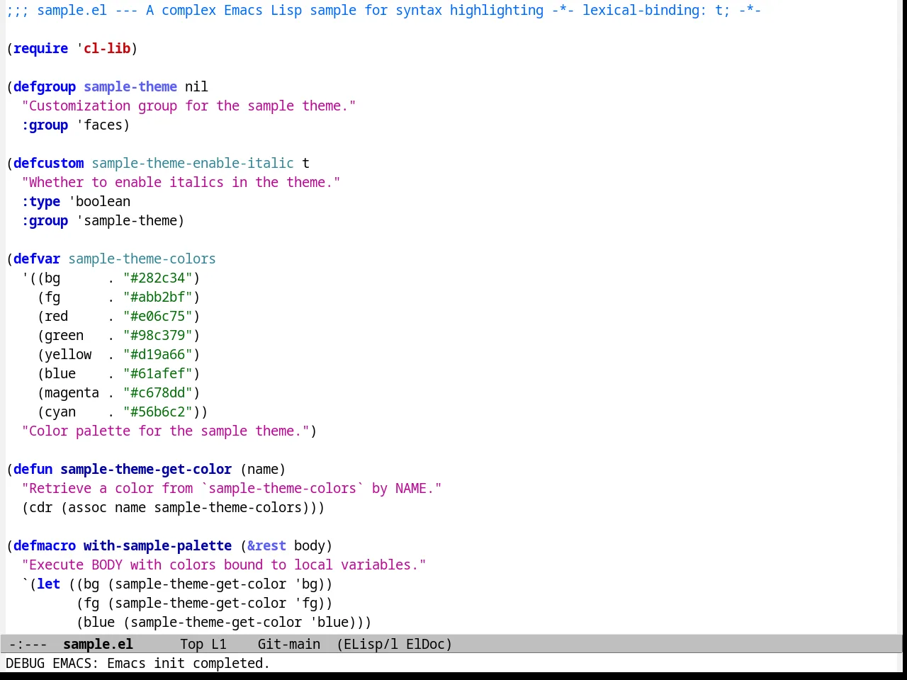 Mac Classic Theme in emacs-lisp-mode