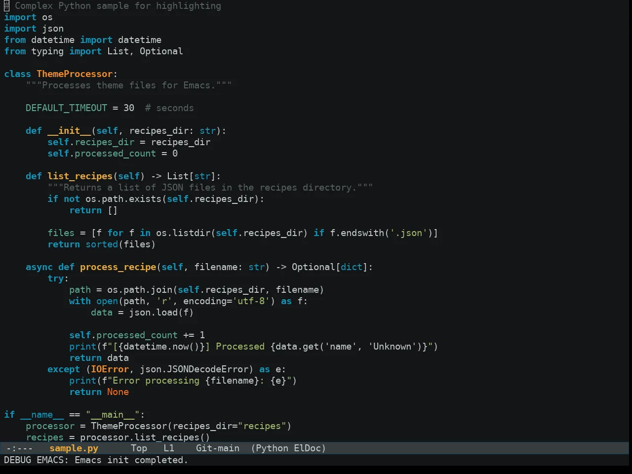 Madhat2r Theme in python-mode