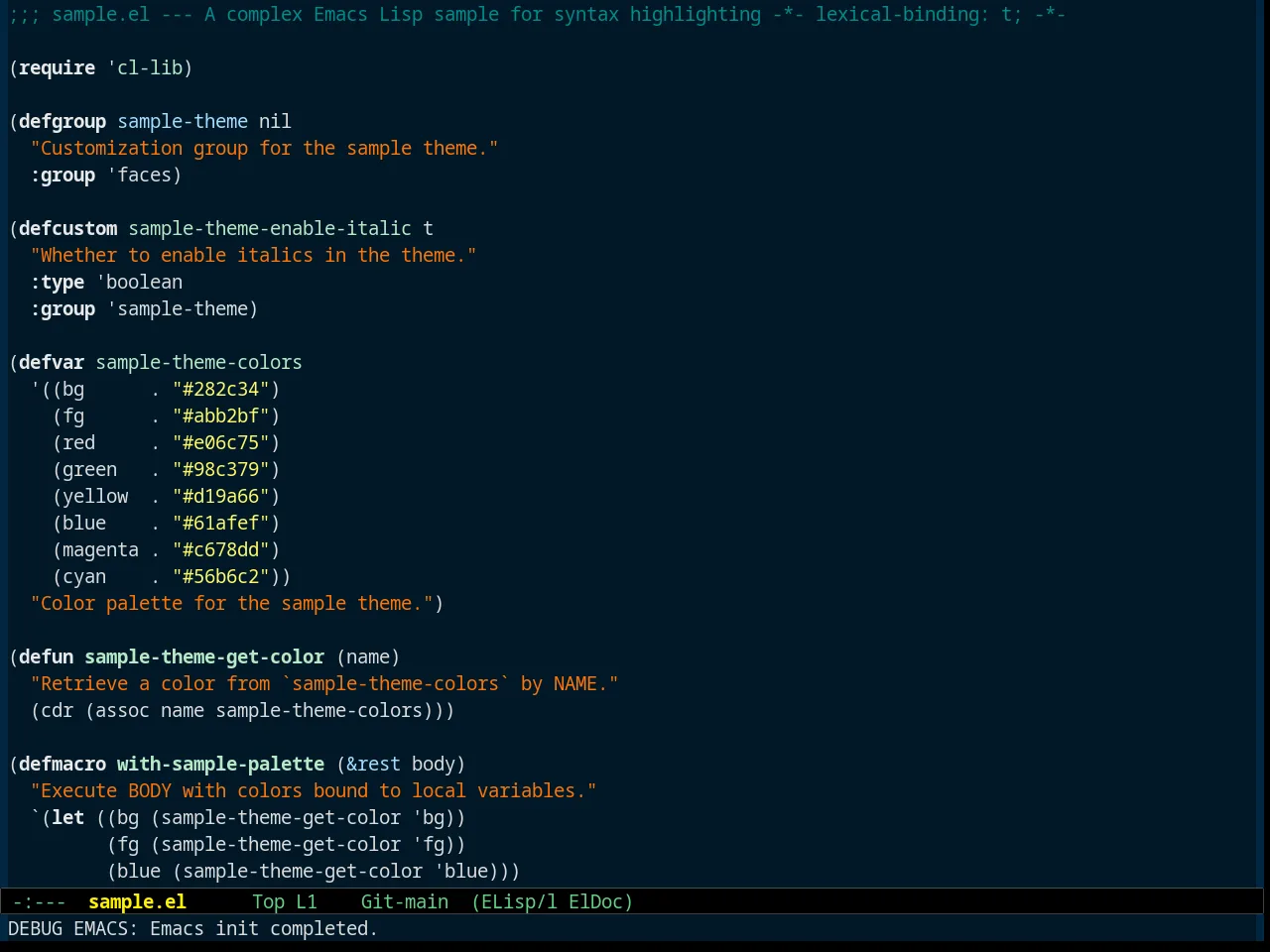 M&M Theme in emacs-lisp-mode