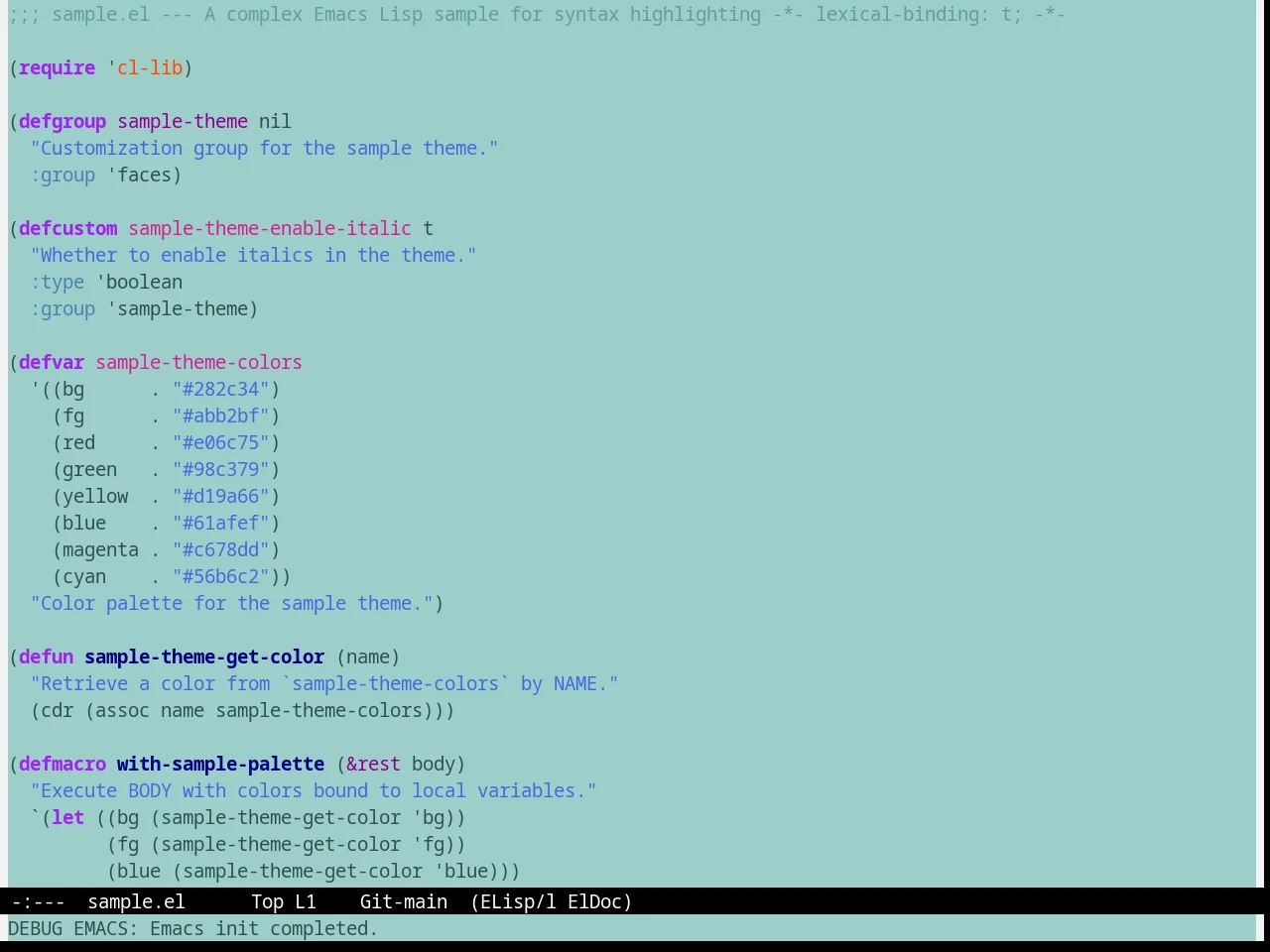 Marine Theme in emacs-lisp-mode