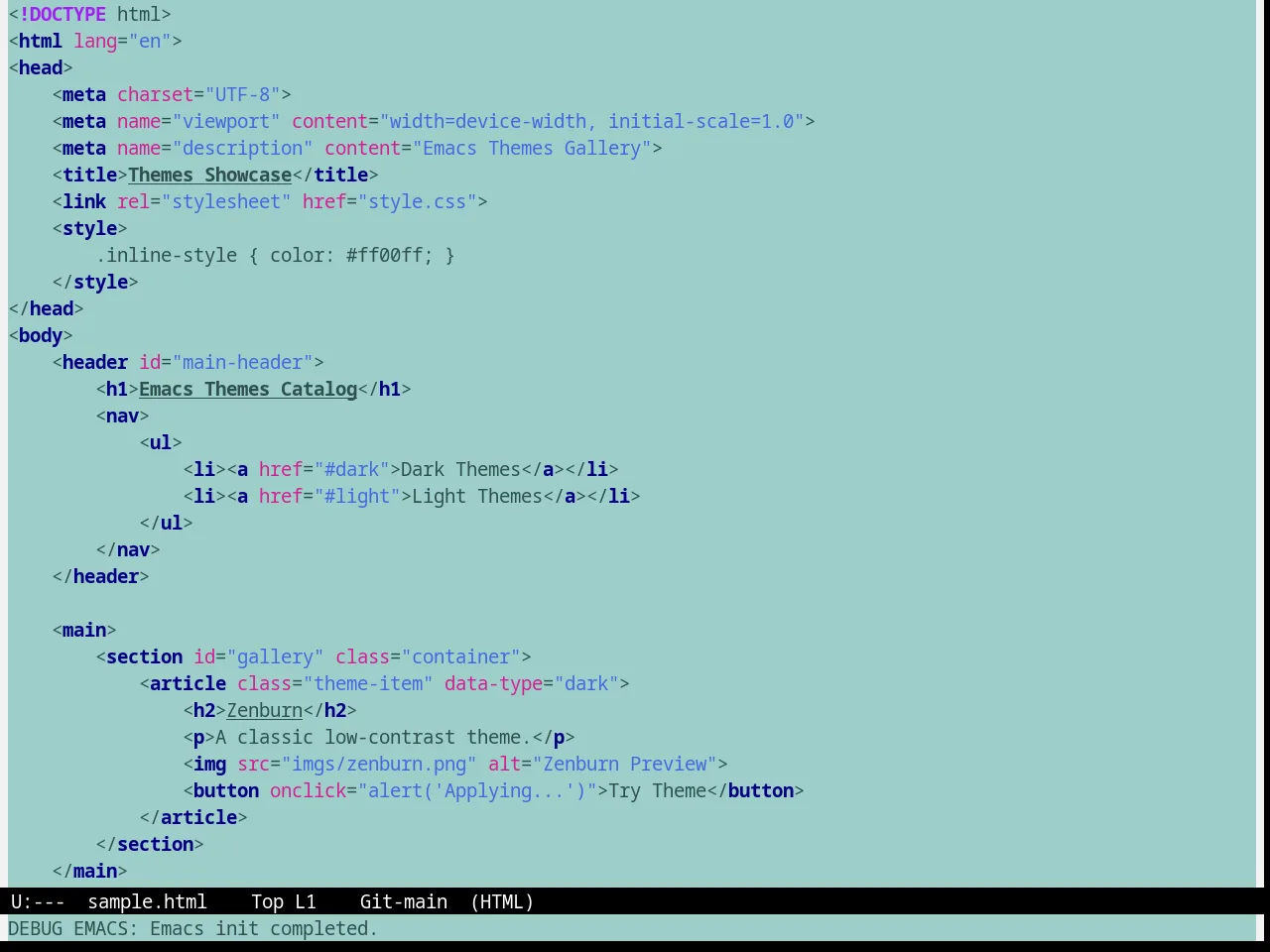 Marine Theme in html-mode
