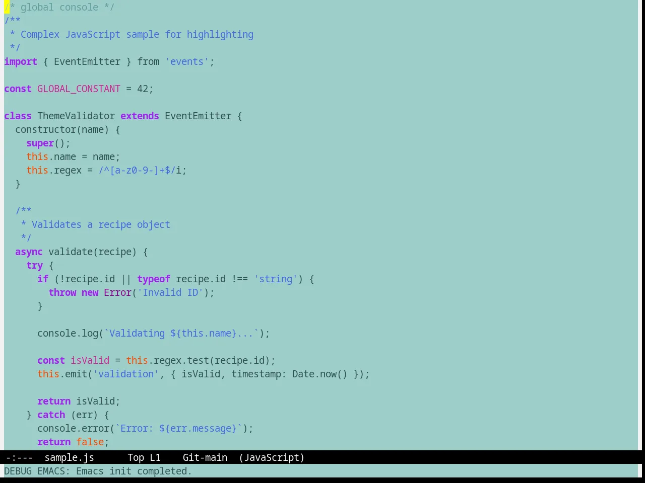 Marine Theme in javascript-mode