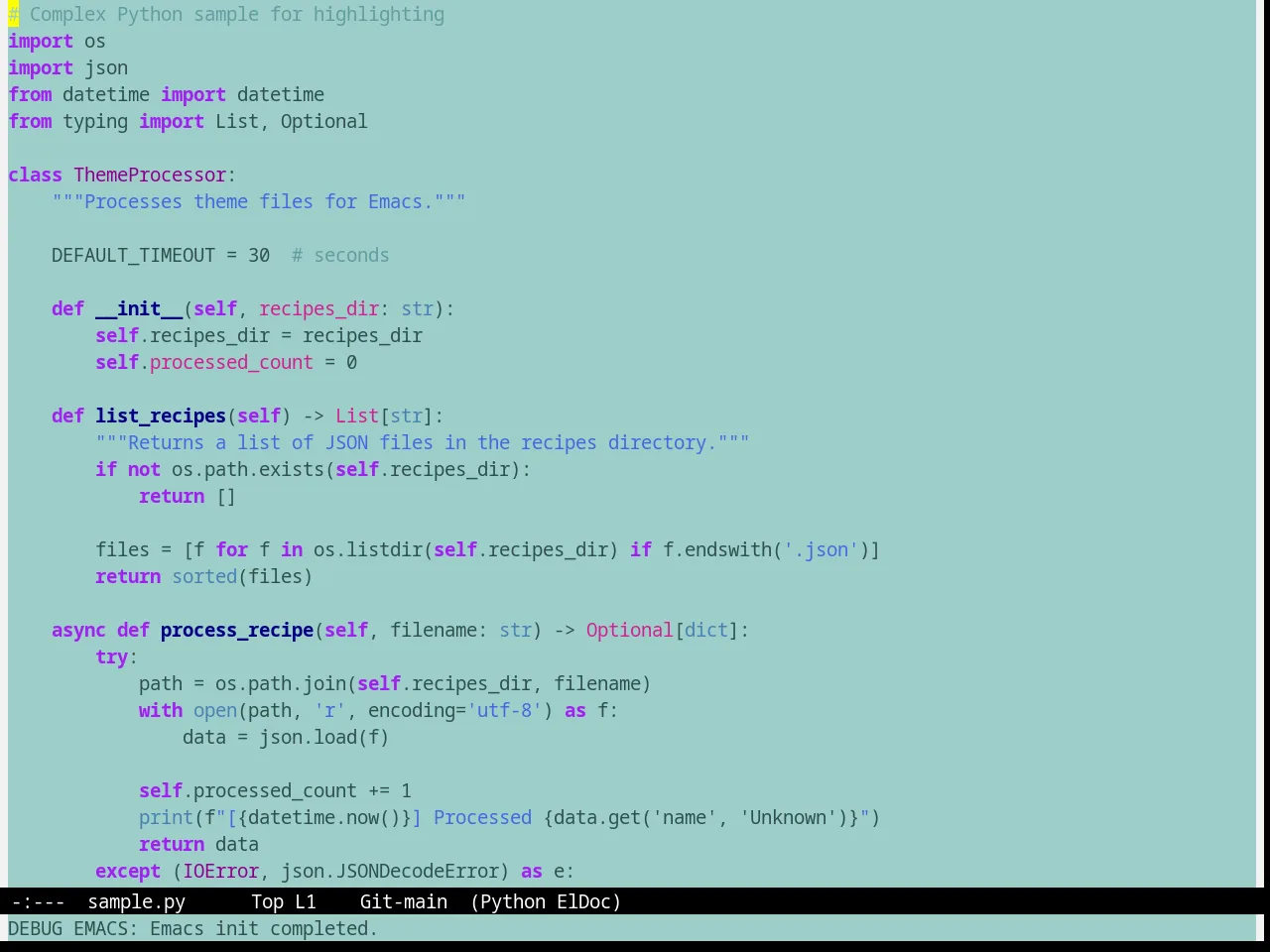 Marine Theme in python-mode